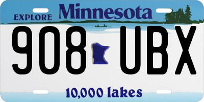MN license plate 908UBX