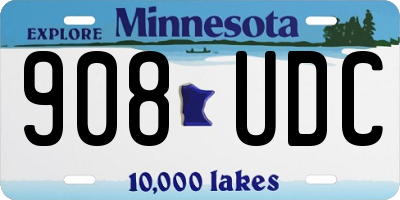 MN license plate 908UDC
