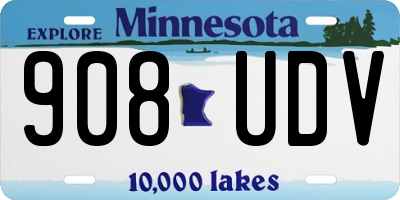 MN license plate 908UDV