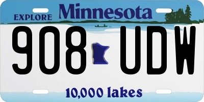 MN license plate 908UDW