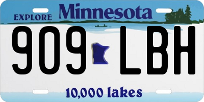 MN license plate 909LBH