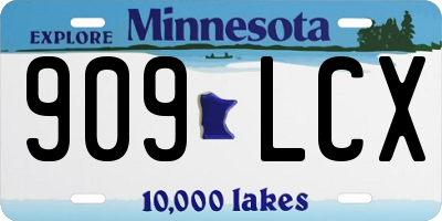 MN license plate 909LCX