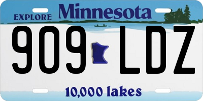 MN license plate 909LDZ