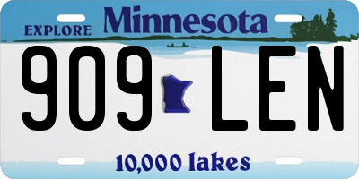 MN license plate 909LEN