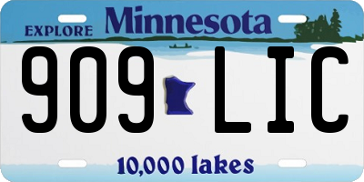 MN license plate 909LIC