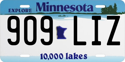 MN license plate 909LIZ