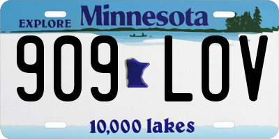 MN license plate 909LOV