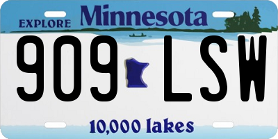 MN license plate 909LSW