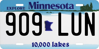 MN license plate 909LUN