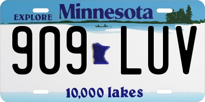 MN license plate 909LUV