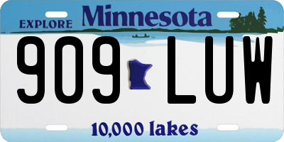 MN license plate 909LUW