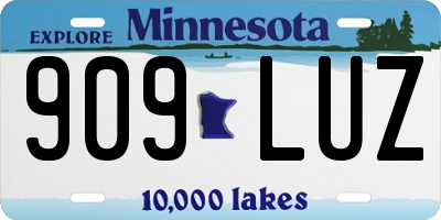 MN license plate 909LUZ
