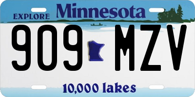 MN license plate 909MZV