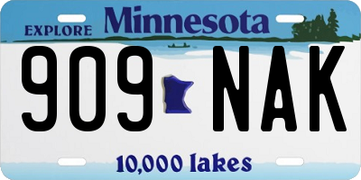 MN license plate 909NAK