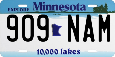 MN license plate 909NAM