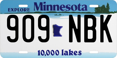 MN license plate 909NBK