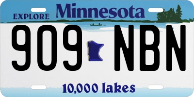 MN license plate 909NBN