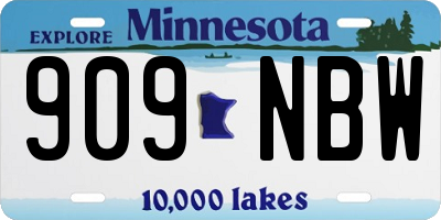 MN license plate 909NBW