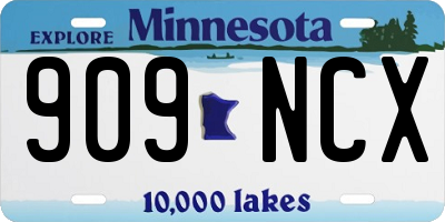MN license plate 909NCX