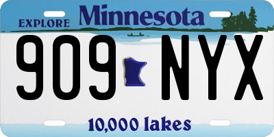 MN license plate 909NYX