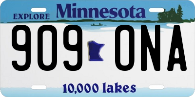MN license plate 909ONA