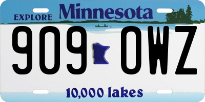 MN license plate 909OWZ