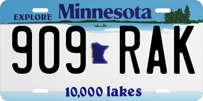 MN license plate 909RAK
