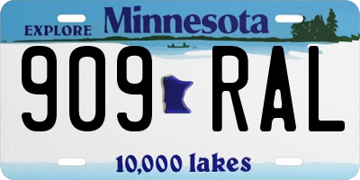 MN license plate 909RAL