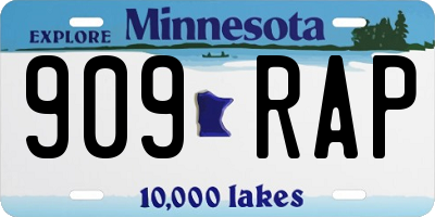 MN license plate 909RAP