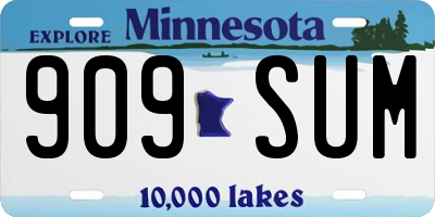 MN license plate 909SUM