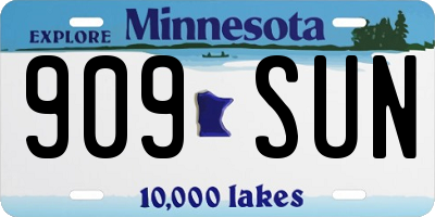MN license plate 909SUN