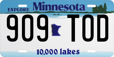 MN license plate 909TOD
