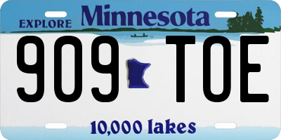 MN license plate 909TOE