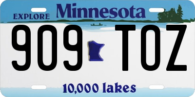 MN license plate 909TOZ