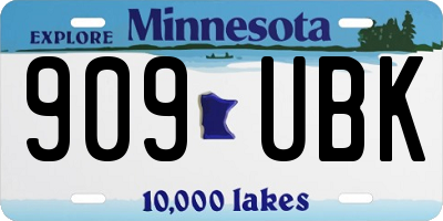 MN license plate 909UBK