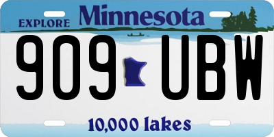 MN license plate 909UBW