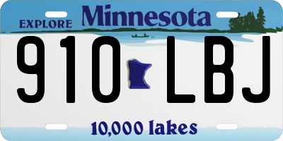 MN license plate 910LBJ