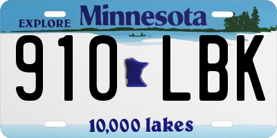 MN license plate 910LBK