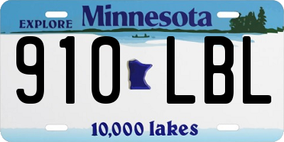 MN license plate 910LBL
