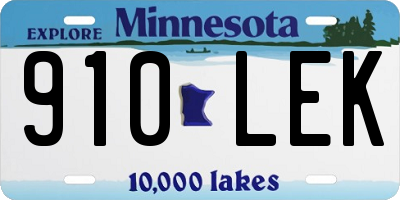 MN license plate 910LEK