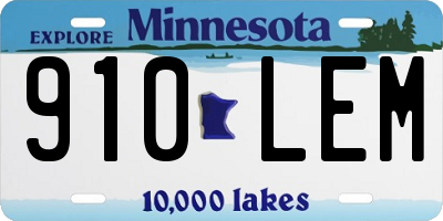 MN license plate 910LEM