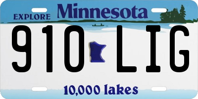MN license plate 910LIG