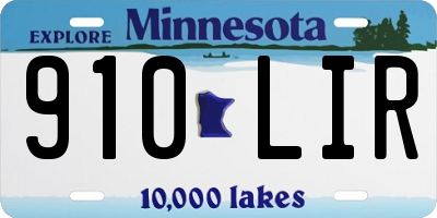 MN license plate 910LIR