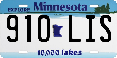 MN license plate 910LIS