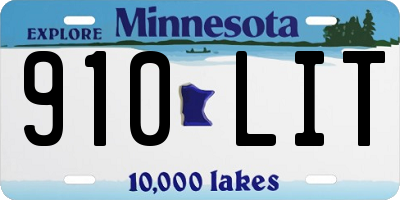 MN license plate 910LIT