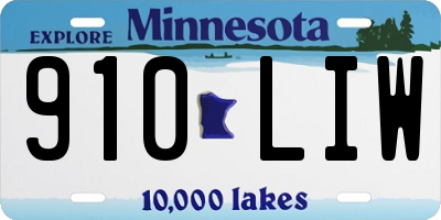MN license plate 910LIW