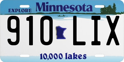MN license plate 910LIX