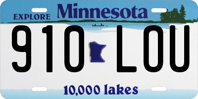 MN license plate 910LOU