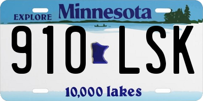 MN license plate 910LSK