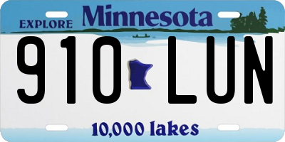 MN license plate 910LUN